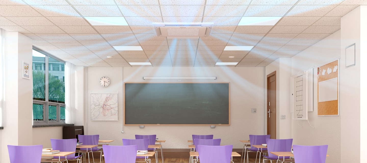 Aula de clases con flujo de aire frío Samsung
